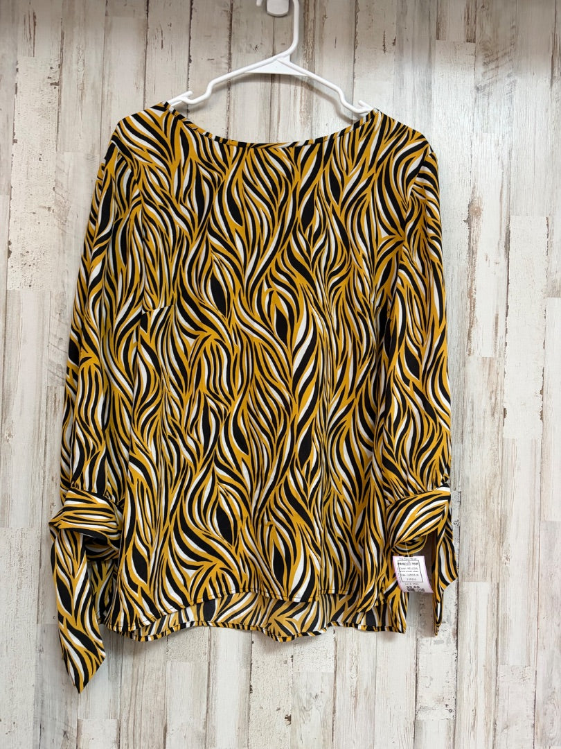 YELLOW BLACK LABEL PRINTED TOP, LADIES XL