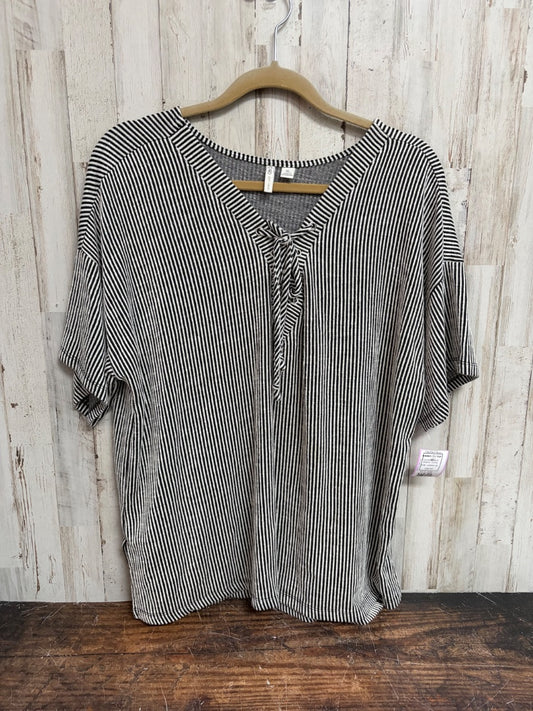 BLACK CATO RIBBED TIE TOP, LADIES XL