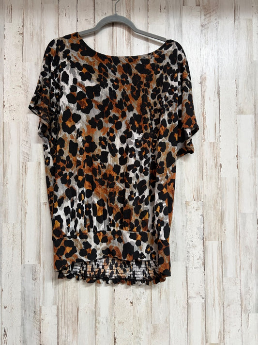 BROWN NEW DIRECTIONS CHEETAH SHEER TOP, LADIES 2X