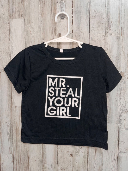 BLACK  STEAL YOUR GIRL TEE, BOYS 3T