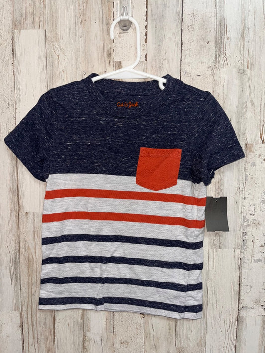 GREY/NAVY OLD NAVY STRIPE POCKET TEE, BOYS 3T