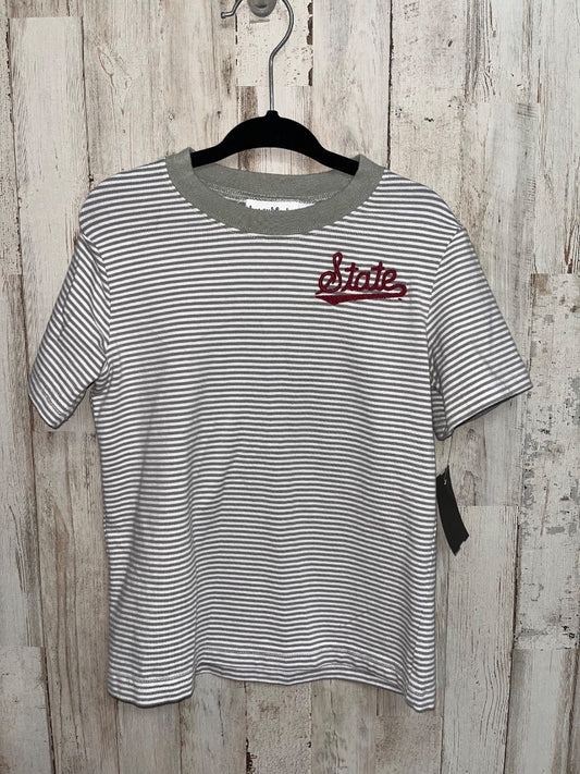 GREY/WHITE BAYOU BLANKS STRIPE STATE TOP, BOYS 3T