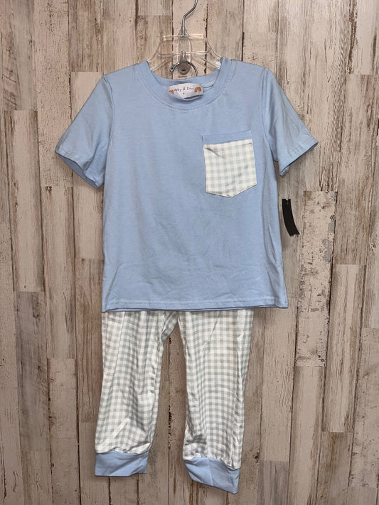BLUE ABBY & EVIE PLAID 2PC SET, BOYS 4T