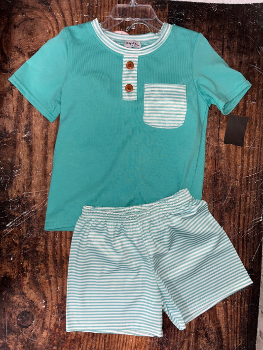TEAL ABBY & EVIE POCKET 2PC SET, BOYS 4T