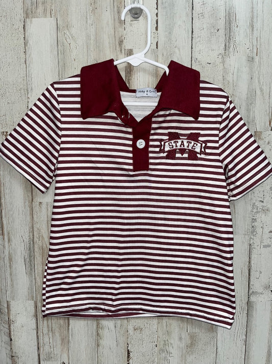MAROON ABBY & EVIE MS STATE POLO, BOYS 4T