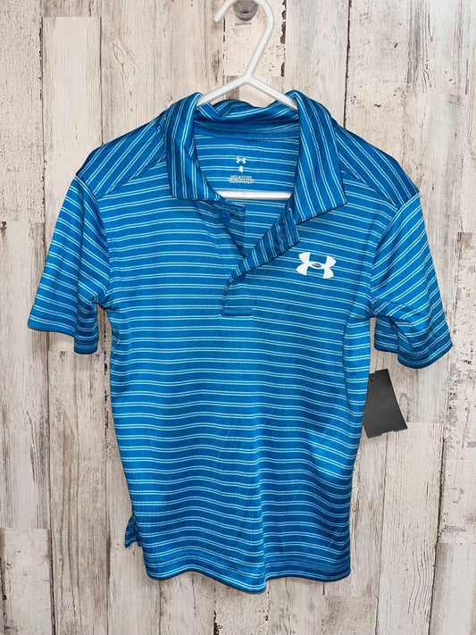 BLUE UNDER ARMOUR STRIPE POLO, BOYS 4T