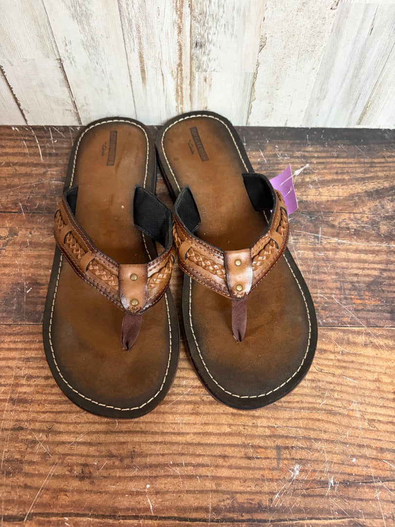 BROWN CLARKS BRAIDED SANDALS, SHOES A11