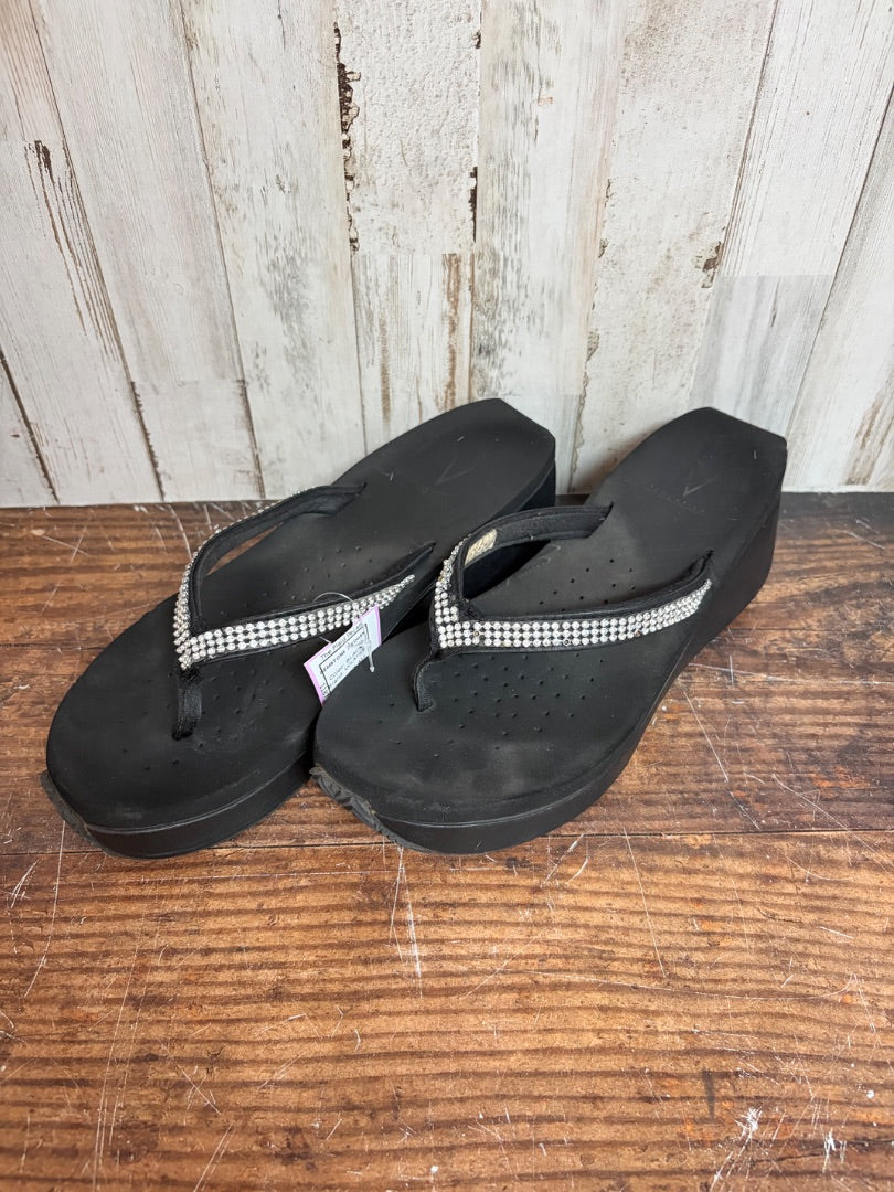 BLACK VOLATILE GEMSTONE WEDGES, SHOES A11
