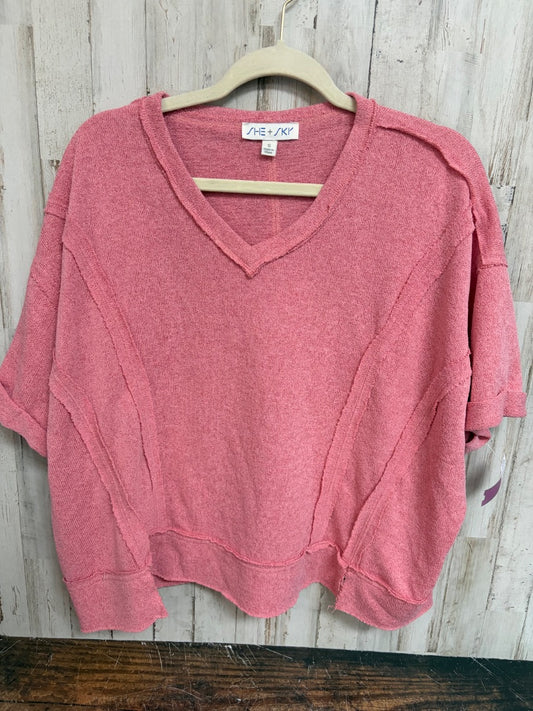 PINK SHE + SKY RAW HEM OVERSIZE TOP, LADIES S