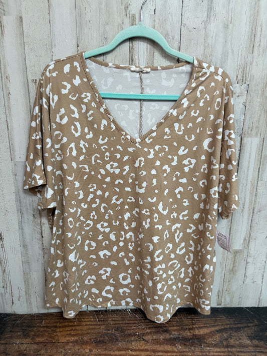 TAN ENTRO CHEETAH V TOP, LADIES M