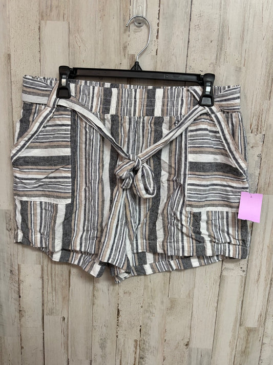 GREY CATO STRIPED BELT SHORTS, LADIES L