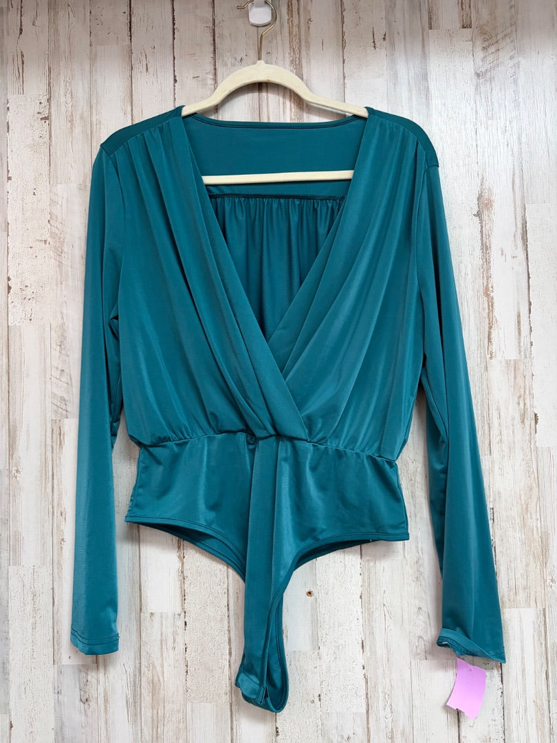 TEAL SHEIN SURPLICE BODYSUIT, LADIES L