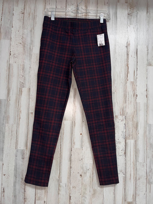MAROON/BLACK TALBOTS PLAID PULL ON PANTS, LADIES S PETITE