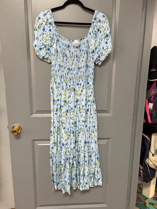 BLUE CHILDRENS PLACE FLORAL SMOCK DRESS, LADIES L