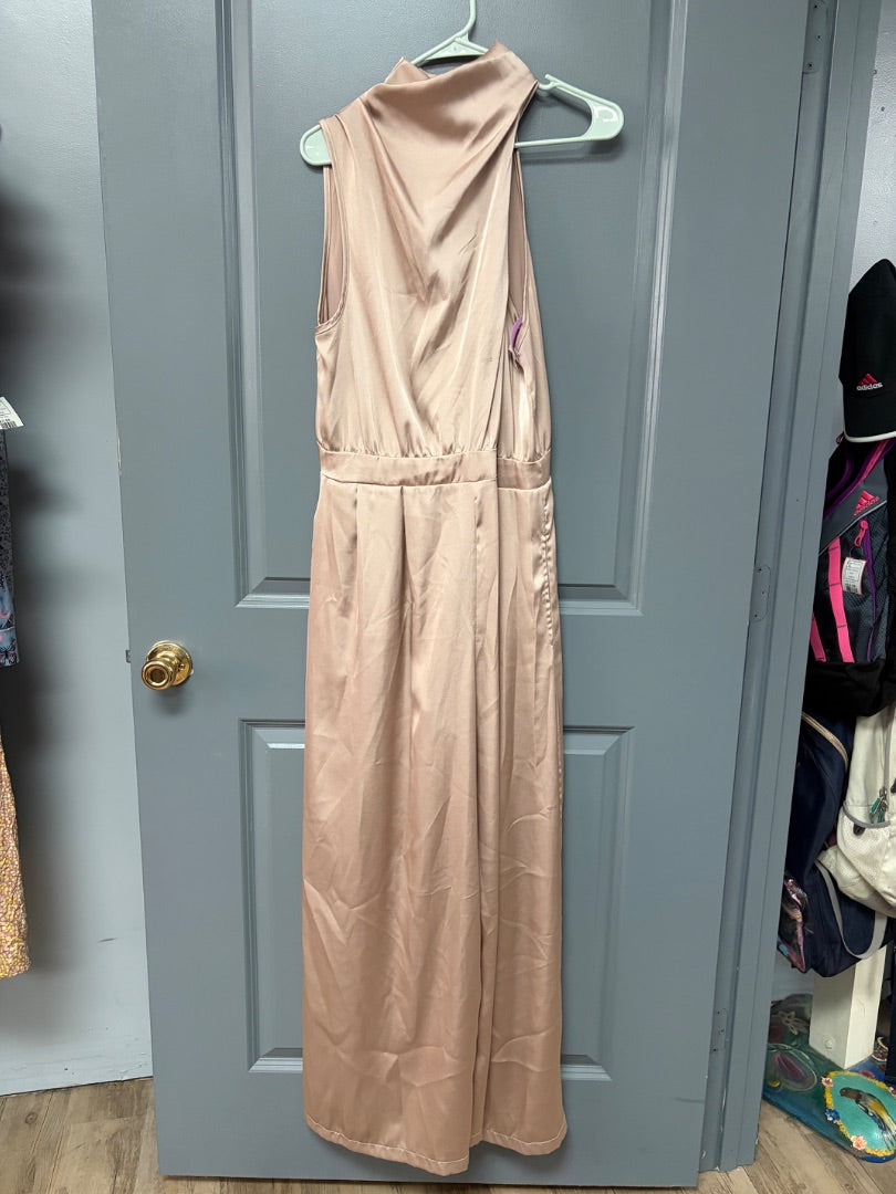 BEIGE SHEIN SATIN JUMPSUIT, LADIES XL