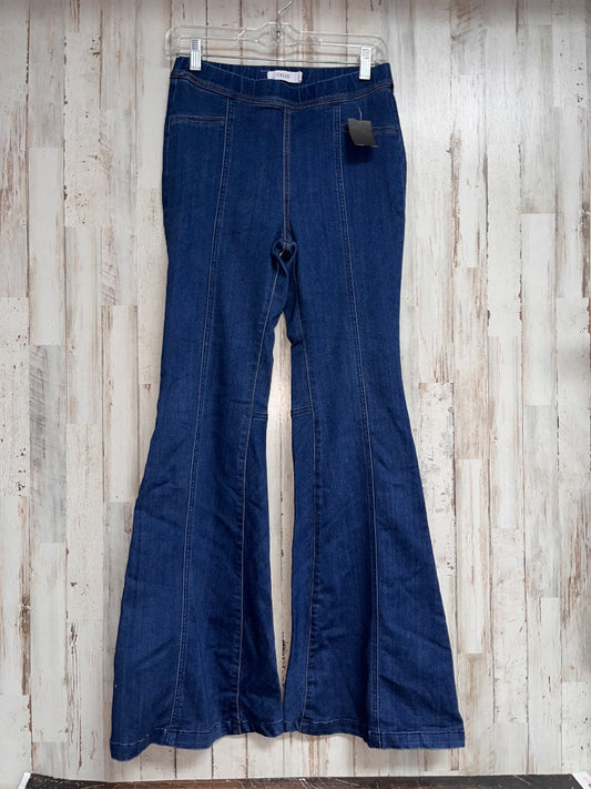 DARK DENIM CELLO FLARE PULL ON JEANS, LADIES M