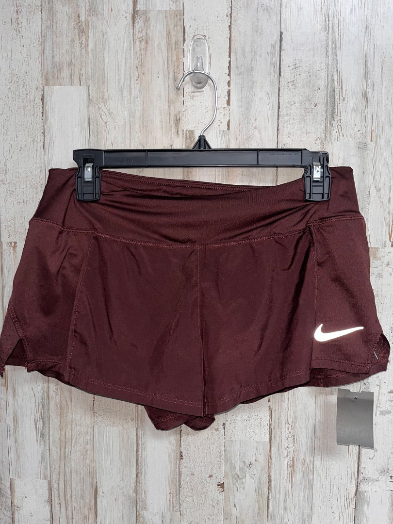 MAROON NIKE DRY FIT RUNNING SHORTS, LADIES M