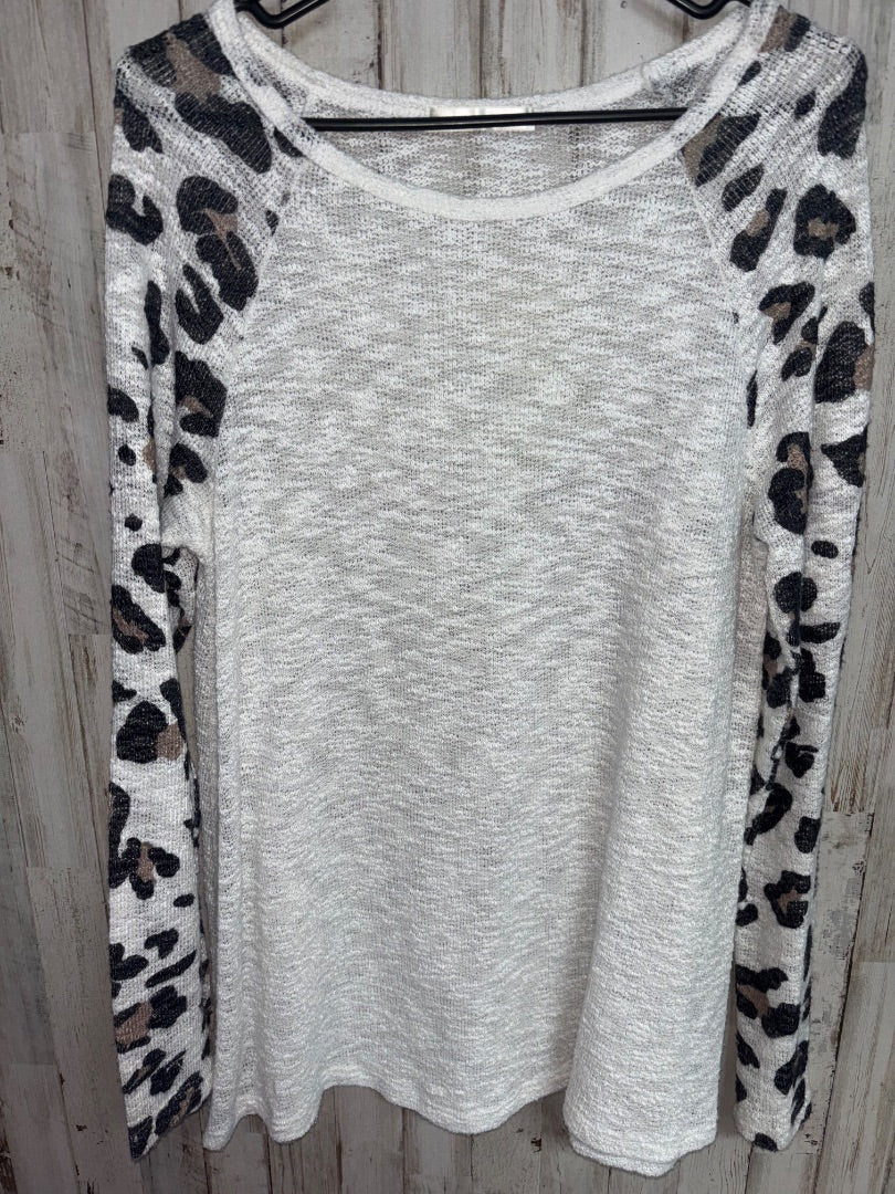 WHITE LUNA CHIC CHEETAH KNIT TOP, LADIES S