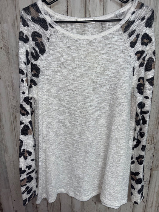 WHITE LUNA CHIC CHEETAH KNIT TOP, LADIES S