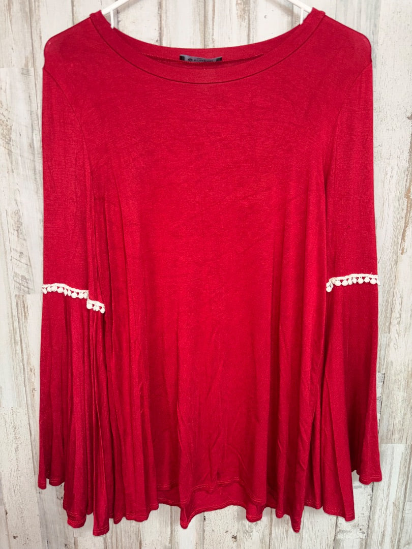 RED BOMBOM BELL SLEEVE TOP, LADIES M