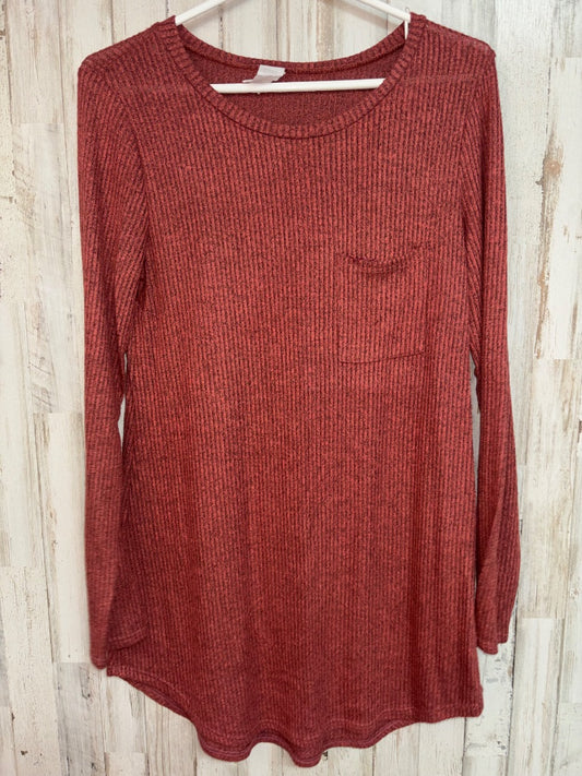 RUST  RIBBED POCKET LONGSLEEVE, LADIES M
