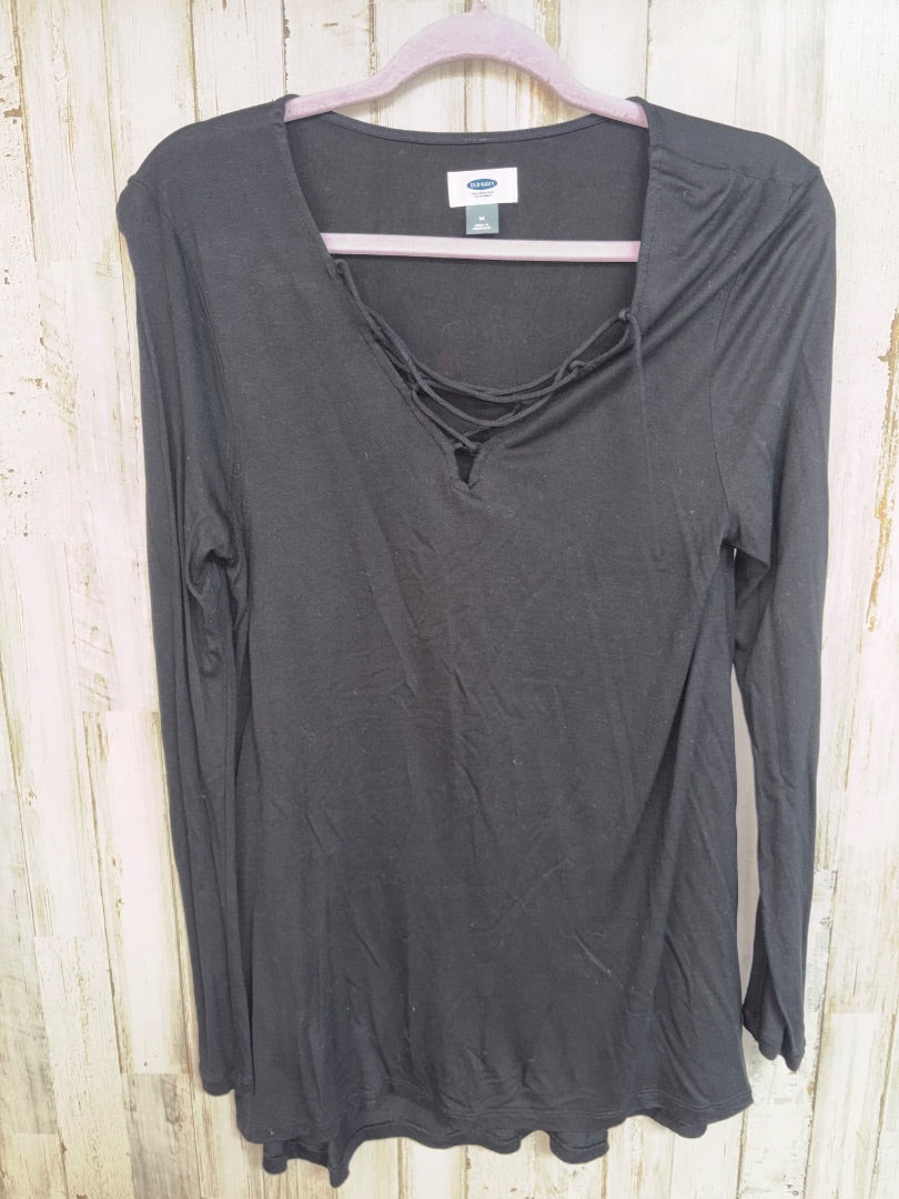 BLACK OLD NAVY CRISCROSS LONGSLEEVE TOP, LADIES M