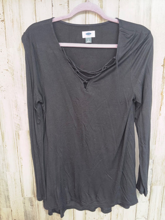 BLACK OLD NAVY CRISCROSS LONGSLEEVE TOP, LADIES M