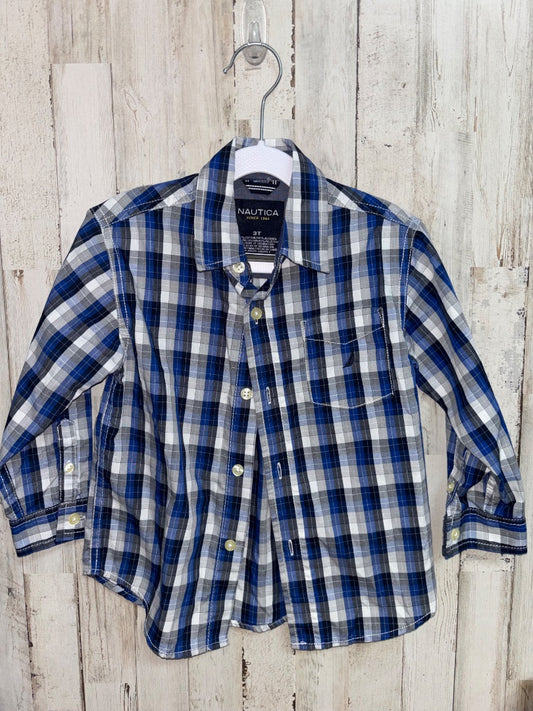 Blue/Grey Nautica Plaid button up, Boy 3T