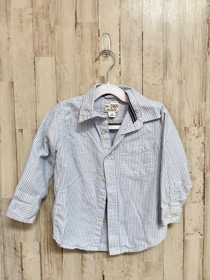 blue Childrens place stripe button up, Girl 3T