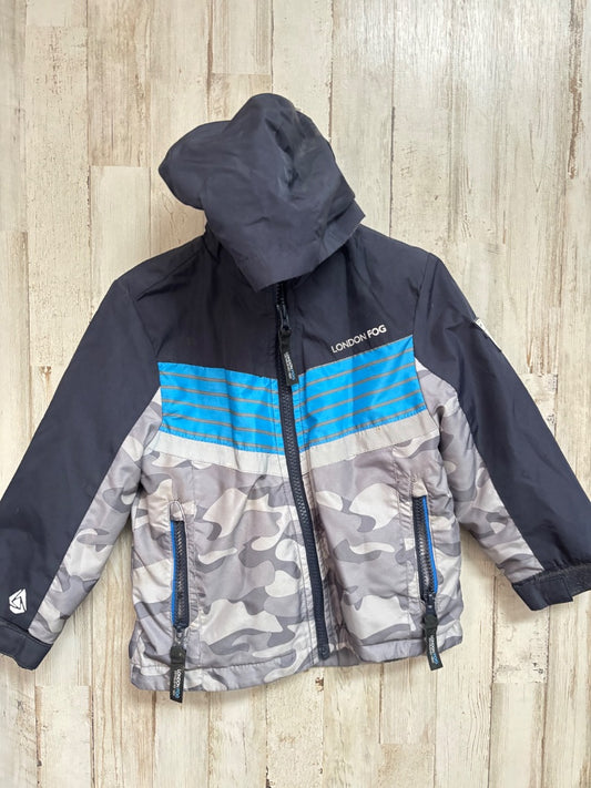 Navy London Fog Camo rain jacket, Boy 3T