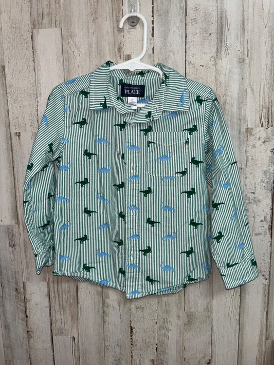 Green Childrens place Dino button up, Boy 3T
