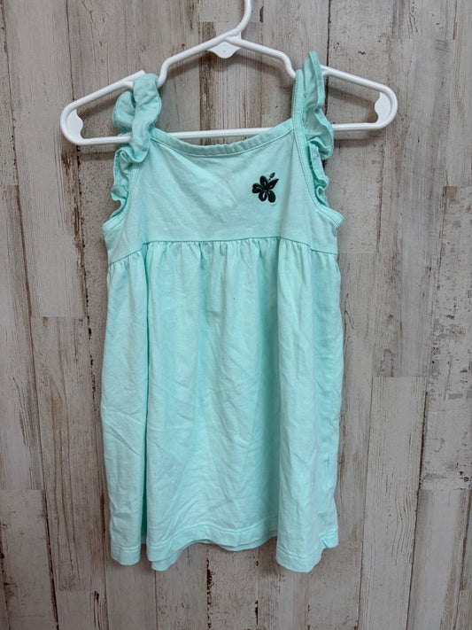 teal carters hibiscus tank dress, girl 24m