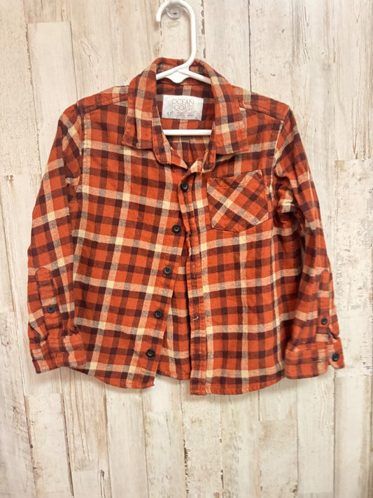 BROWN OCEAN + COAST FLANNEL BUTTON UP, BOYS 4T