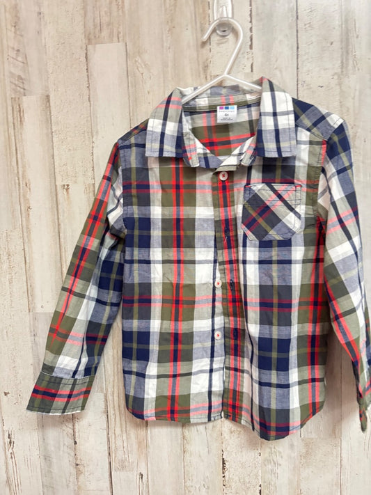 OLIVE HEALTHTEX PLAID BUTTON UP, BOYS 4T