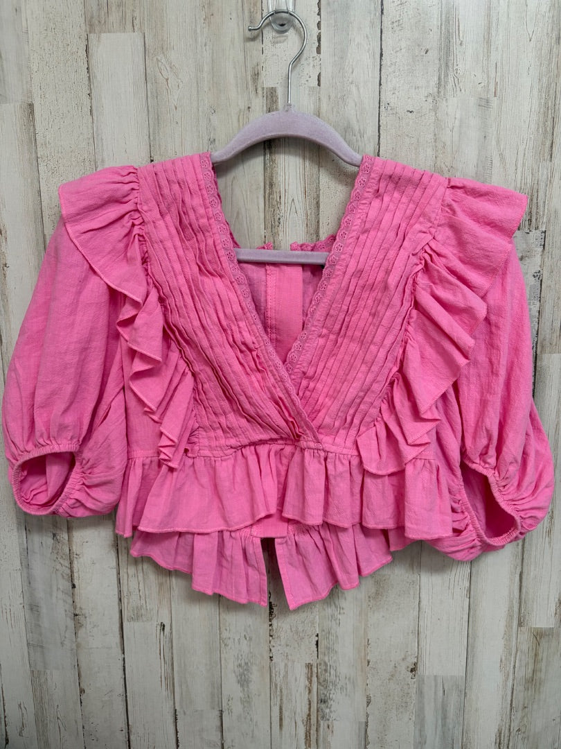 pink shein ruffle crop top, LADIES S