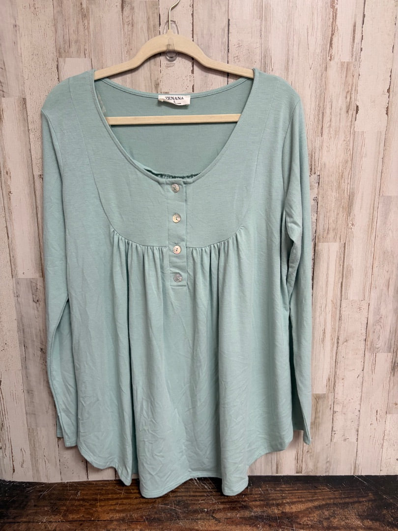 TEAL ZENANA BUTTON TOP, LADIES L