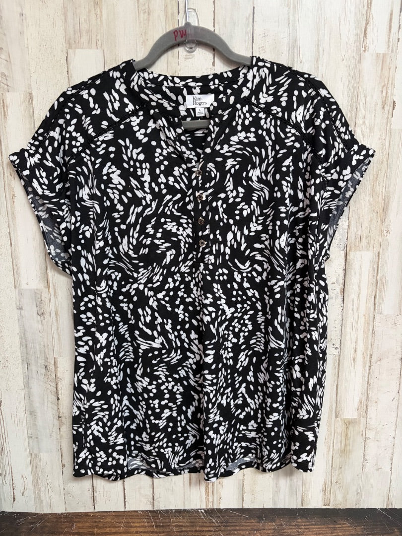 BLACK KIM ROGERS PRINTED BUTTON TOP, LADIES L