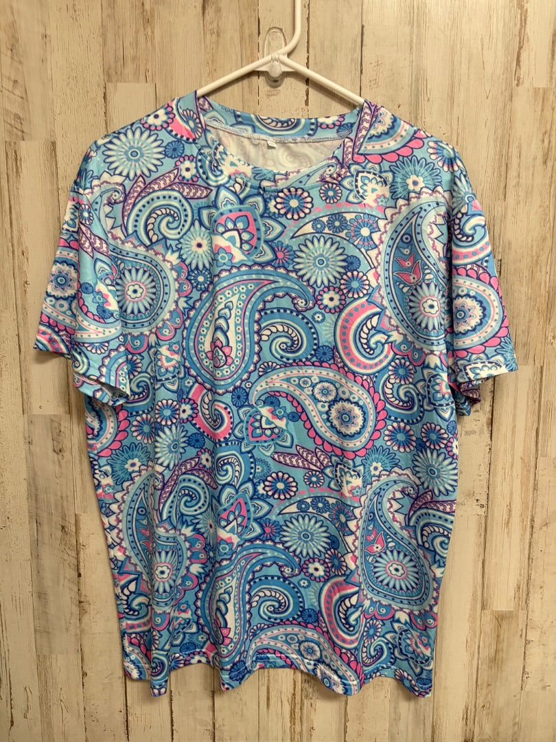 BLUE  PAISLEY PRINT TOP, LADIES 1X