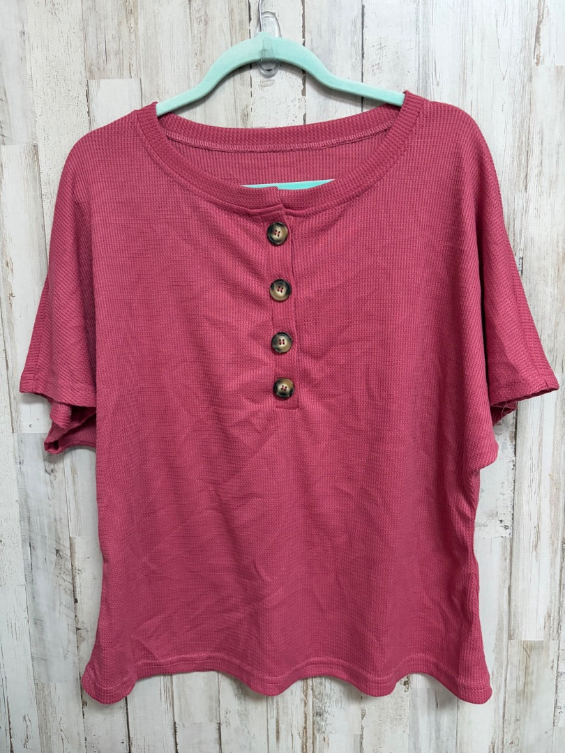 DRK MAUVE  WAFFLE KNIT BUTTON TOP, LADIES XL