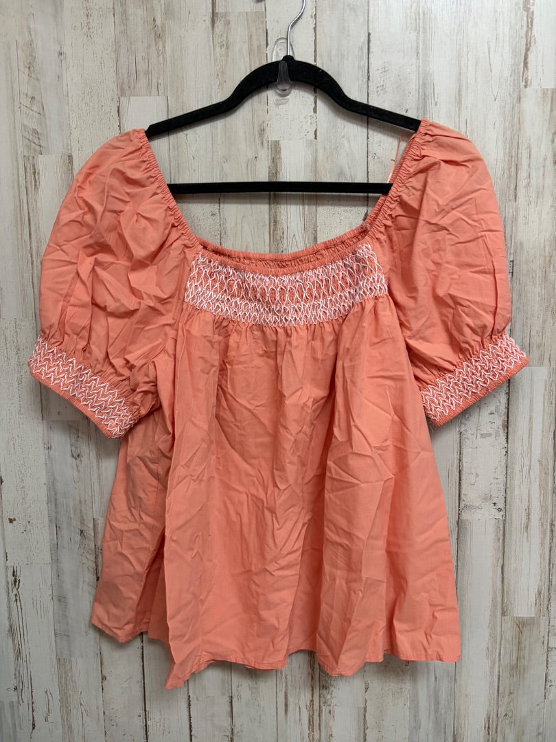 ORANGE WONDERLY SMOCKED TOP, LADIES XL
