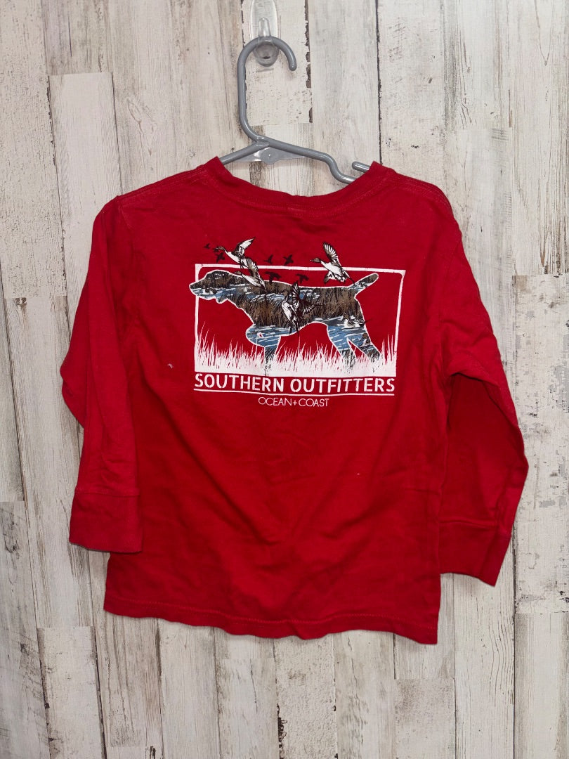 Red Southern outfitters Logo long sleeve, Boy 4T