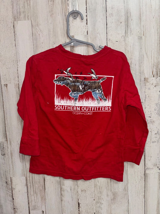 Red Southern outfitters Logo long sleeve, Boy 4T