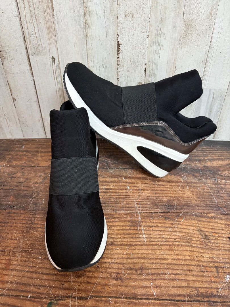 BLACK DKNY WEDGE SNEAKERS, SHOES A9