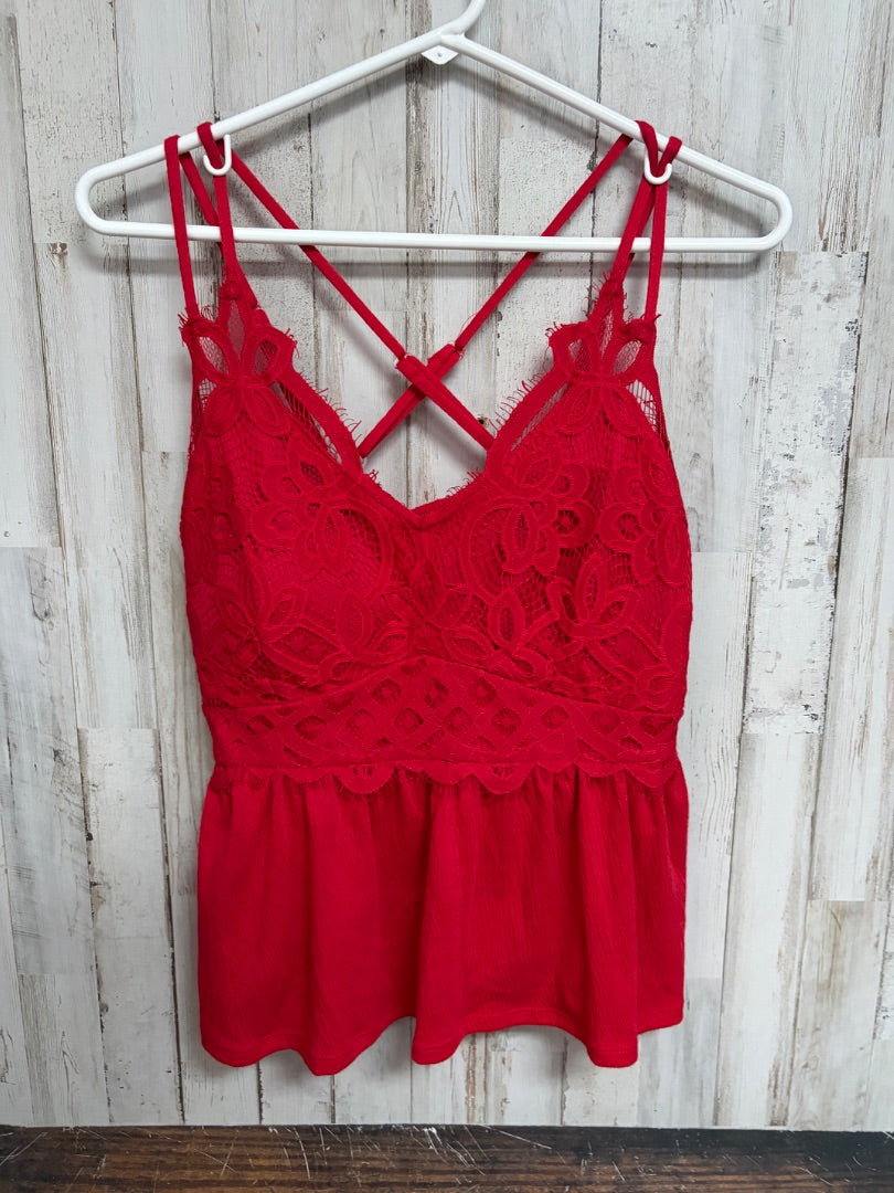RED NO BOUNDARIES LACE TANK, LADIES L