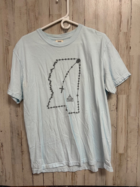 LT BLUE COMFORT COLORS MS TEE, LADIES L