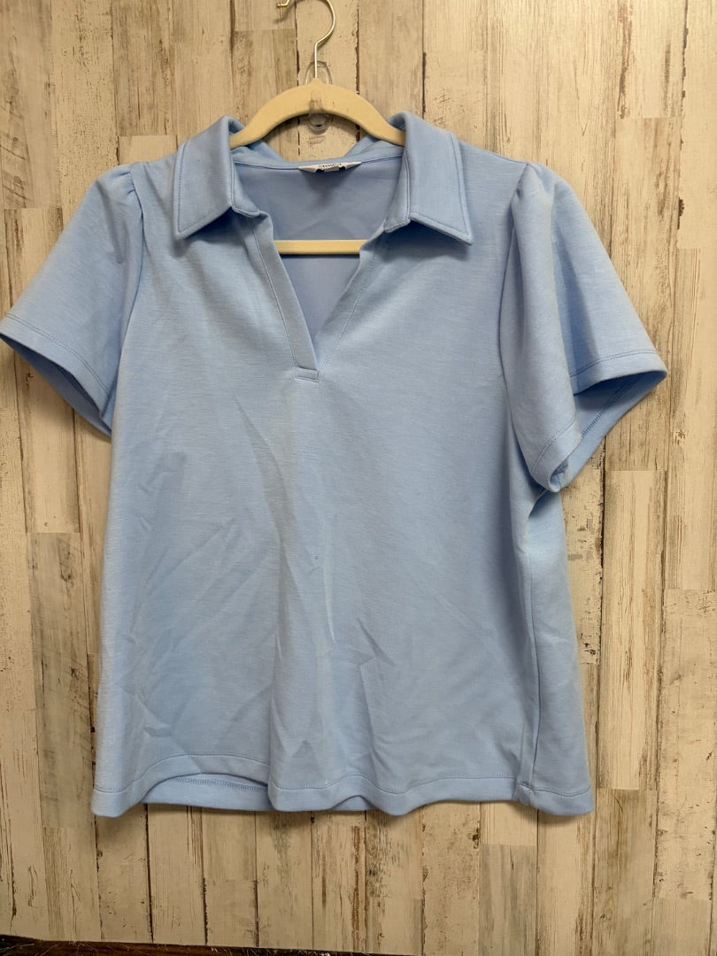 BLUE CROWN & IVY COLLARED TOP, LADIES L