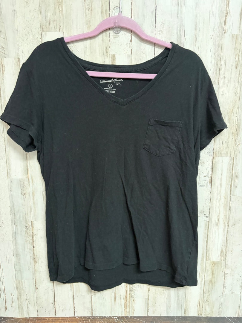 BLACK UNIVERSAL THREAD VECK COTTON TEE, LADIES L
