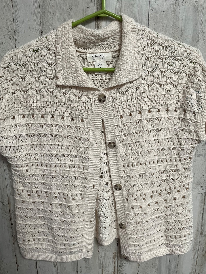 BEIGE JESSICA SIMPSON LACE BUTTON CARDIGAN, LADIES S