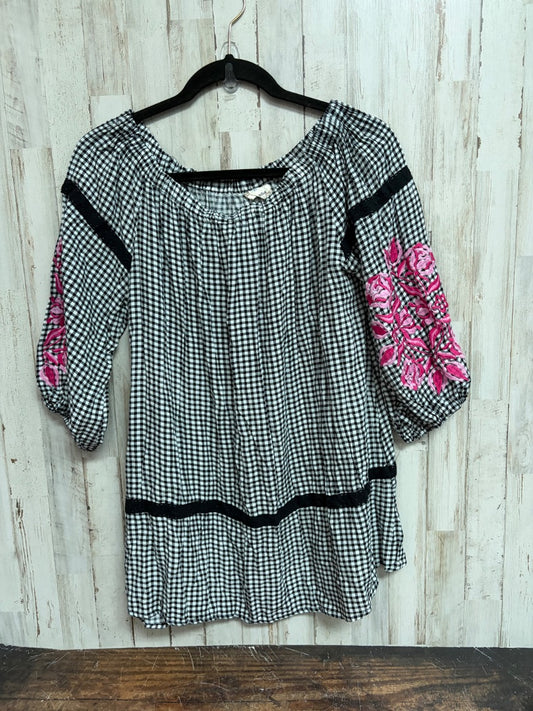 BLACK SOUTHERN STITCH PLAID TOP, LADIES M