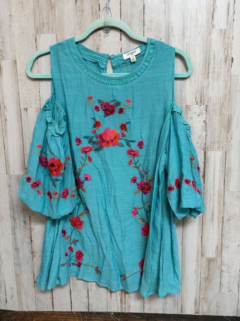 TEAL  COLD SHOULDER TOP, LADIES M